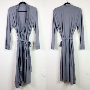 Gray Eileen Fisher long full length cotton robe